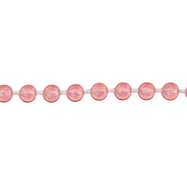 Perlen-Band, 10m lang, Perlen: Ø 3mm, transparent, rosa