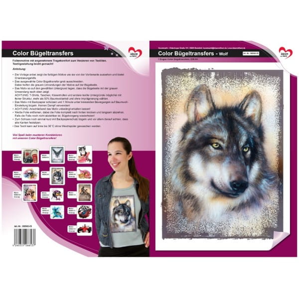 Color Bügeltransfers, DIN A4, Wolf