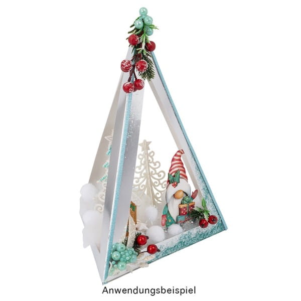 Falt-Laternen, Pyramide, 280g/m², 27,5cm x 18,5cm x 21cm, silber, 3 Stück