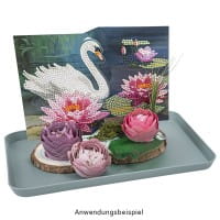Diamond-Painting-Faltkarte zum Aufstellen, Schwan, 370g/m², inkl. Umschlag & Werkzeug