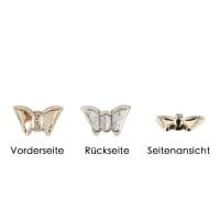 Premium-Schmucksteine, Schmetterling, 2cm x 1,2cm x 0,5cm, hellgold, mit Glaskristallen, 40 Stück