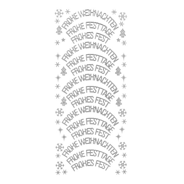 Sticker, Wünsche/Weihnachten, Perlmuttfolie, silber
