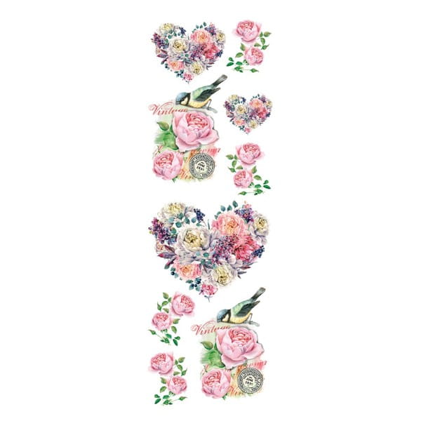 Transparent-Stickerbogen, Vintage Vögel & Schmetterlinge, versch. Designs, 10cm x 30cm, 10 Bogen