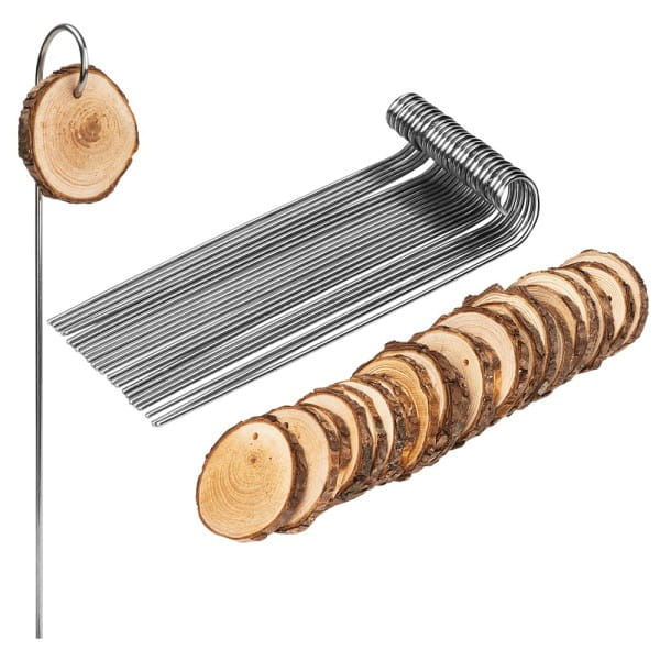 Metall-Pflanzenstecker mit Baumscheibe, 25 Stecker, 25 Holzscheiben, 50-teilig | Verschiedenes | Deko-Artikel | Deko- & Geschenkartikel