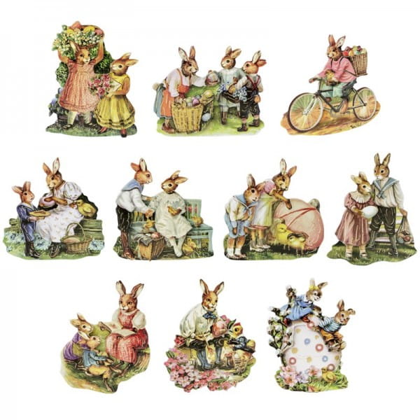 3-D Motive, Osterhasen, Gold-Gravur, 6-8cm, 10 Motive