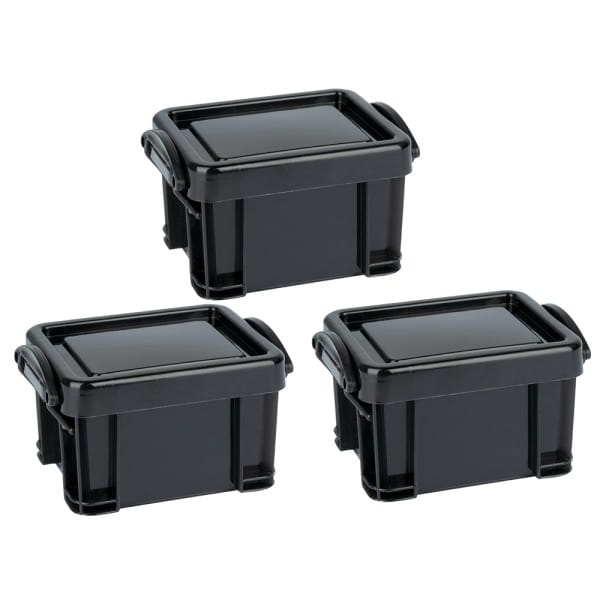 Aufbewahrungskisten mit Bügelverschluss, 8,4cm x 6,4cm x 5,1cm, schwarz, 3 Stück | Sortier- & Aufbewahrungsboxen | Aufbewahrung & Ordnungshelfer | Bastelbedarf