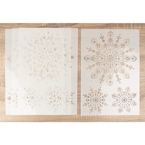 Design-Schablonen Easy Dotting 3, DIN A4, verschiedene Designs, Lochgröße: 1-9mm, 4 Stück