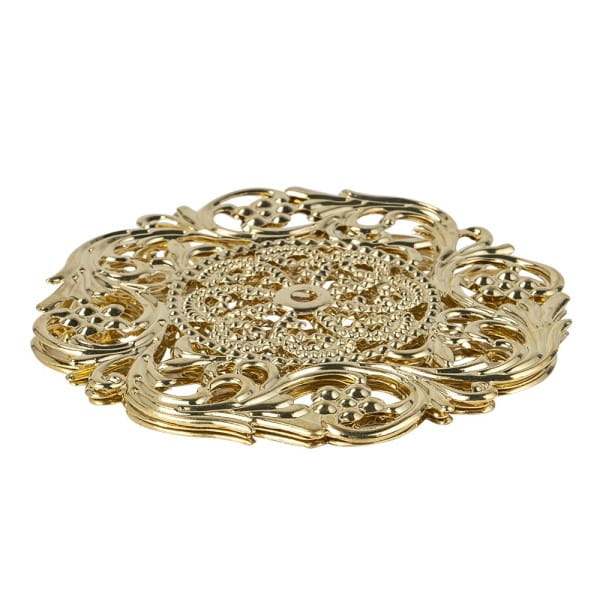 Metall-Ornamente, Design 35, Ø 8cm, hellgold, 3 Stück