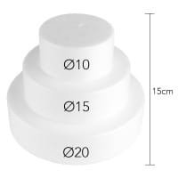 Styropor-Torte, 3 Styropor-Podeste, Ø20 cm, Ø15 cm, Ø10 cm