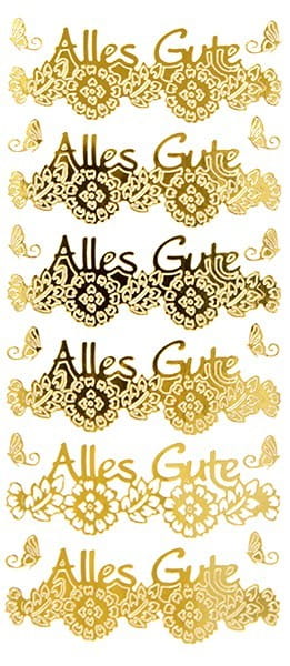 Sticker, Alles Gute, Spiegelfolie, gold