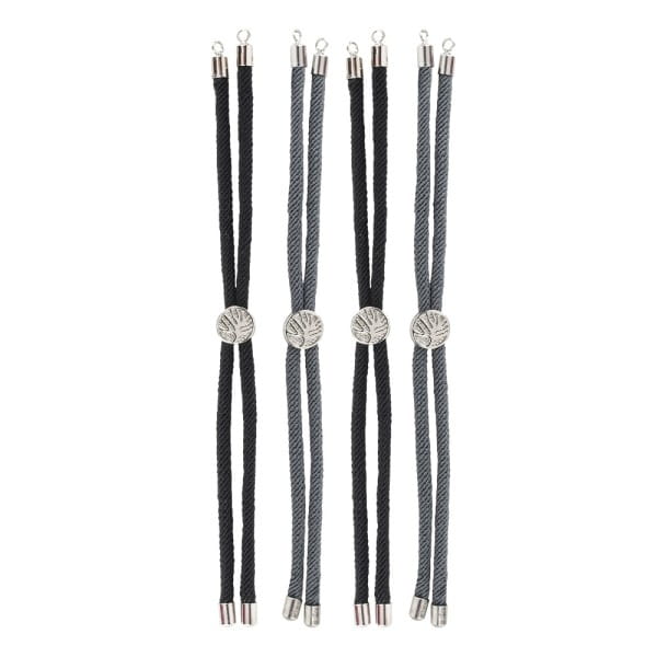 Armbänder mit Schiebeverschlüssen, 12cm lang, Ø 3mm, 2x silbergrau, 2x schwarz