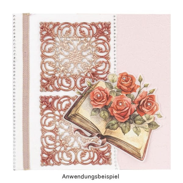 Metall-Ornamente, Design 36, 6,5cm x 6,5cm, hellgold, 4 Stück