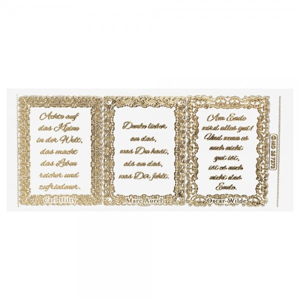 Gravur-Sticker, Lebensweisheiten 2, transparent/gold, 10 Bogen
