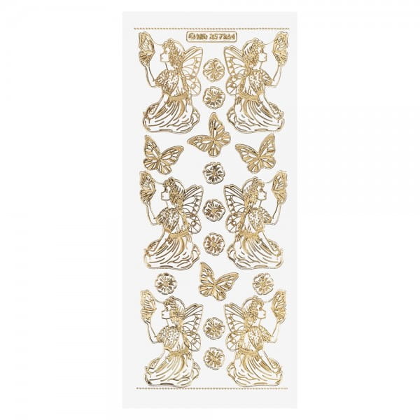 Gravur-Sticker, Zauberhafte Elfen, transparent/gold, 10 Bogen