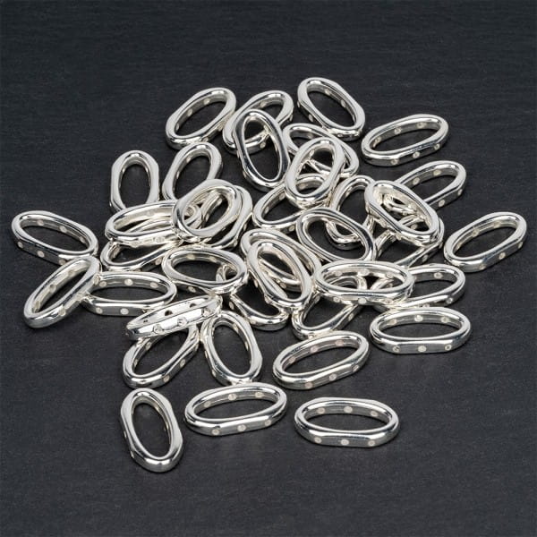 Perlenrahmen, Design 1, 2cm x 1cm, silberfarben, 38 Stück