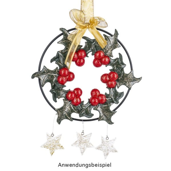 Deko-Ilex-Kränze, Rohlinge, Ø 18cm x 1cm, mit Öse zum Aufhängen, 4 Stück
