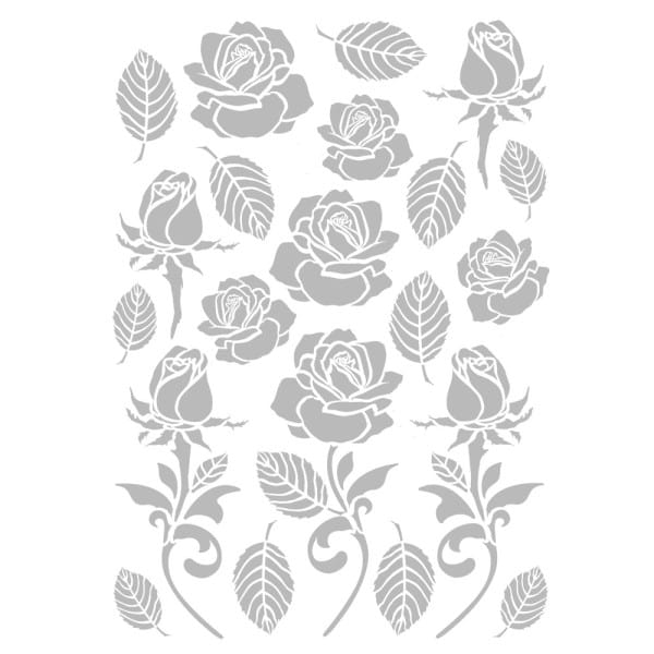 Metallic-Bügeltransfers, Rosen & Blätter, DIN A4, silber glänzend