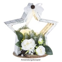 Blütenbusch, mit 3 Rosen, 38cm lang, 3 weiße Blüten in versch. Größen
