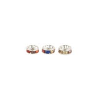 Strass-Rondelle, multicolor, Ø 7mm, mit 6 farbigen Strasssteinen, 100 Stück