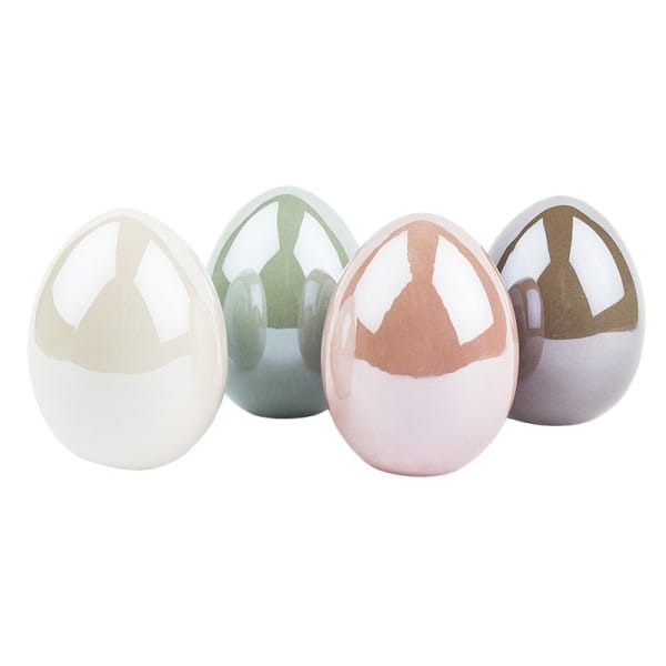 Deko-Eier, Perlmutt, 8cm hoch, Ø 6cm, creme, taupe, mint, rosé, 4 Stück | Deko-Figuren | Basteln Ostern | Bastelbedarf für Anlässe