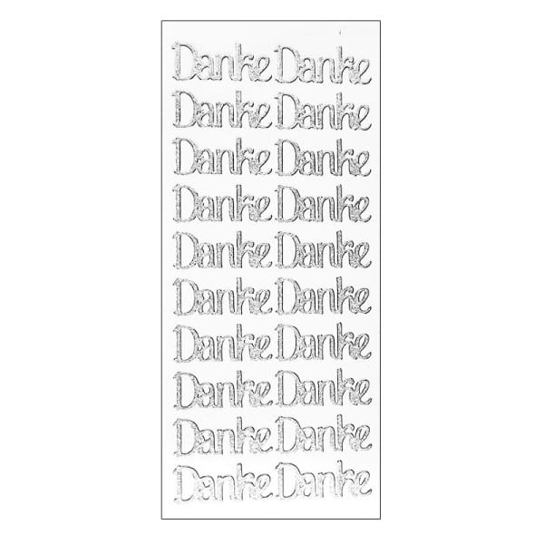 Microglitter-Sticker, Danke, silber