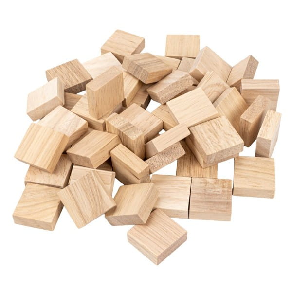 Bastelklötzchen, 2,3cm x 2,3cm x 0,8cm, glatt geschliffen, 50 Stück