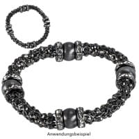 Perlen, Rund, Tigerauge, Ø 0,9cm, anthrazit-silber, 32 Stück