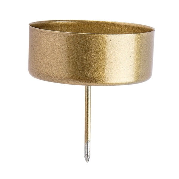 Teelichthalter zum Stecken, Ø 4,2cm, gold mattiert, 4 Stück | Weihnachts-Deko | Basteln Weihnachten | Bastelbedarf für Anlässe