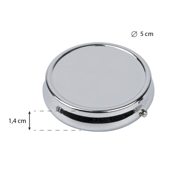 Pillendosen rund, Ø 5cm, 1,4cm hoch, silber, 2 Stück