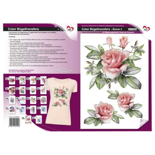 Color Bügeltransfers, DIN A4, Blumen 2