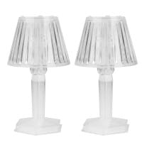 LED-Tischlämpchen, Kristalloptik 2, transparent, 12cm hoch, 2 Stück