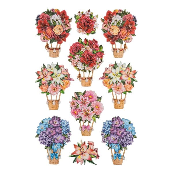 3-D Relief-Sticker, Blumen-Ballons, verschiedene Größen, selbstklebend