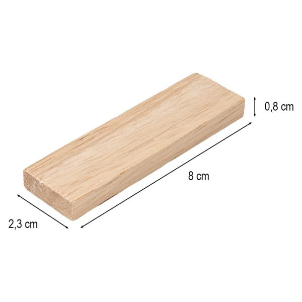 Bastelklötzchen, 8cm x 2,3cm x 0,8cm, glatt geschliffen, 50 Stück