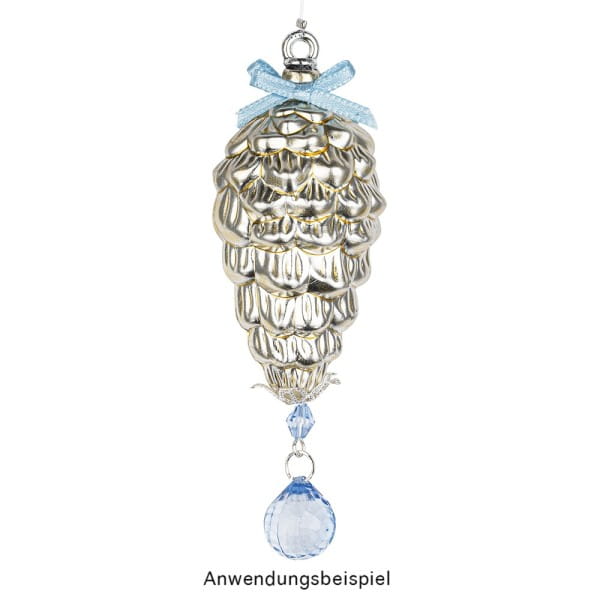 Baumschmuck, Relief-Tannenzapfen, 3,1cm x 6,8cm, matt hellgold, 4 Stück
