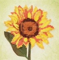 Stickbild-Set, malerischer Hintergrund,  14,5x14,5cm, Sonnenblume