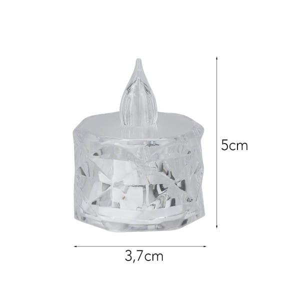 LED-Teelichter, Ø4cm, 5cm hoch, facettiert, kaltweiß, 12 Stück
