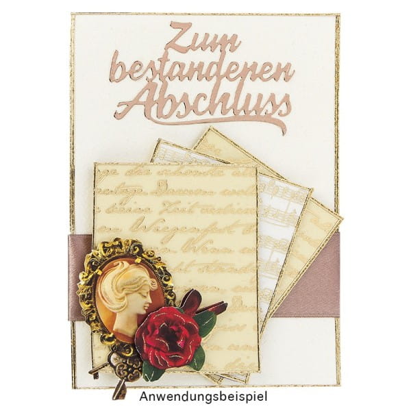 Stanzschablonen, Schriften, Zum bestandenen Abschluss, 4,4cm bis 8,1cm, 3 Stück