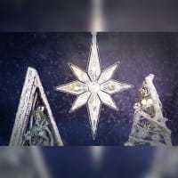 LED-Octa-Stern, 27,5cm x 19,5cm, warmweiß, transparent, klar, inkl. Timer