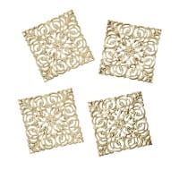 Metall-Ornamente, Design 36, 6,5cm x 6,5cm, hellgold, 4 Stück