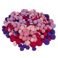 Pompons, Violett- & Rosatöne, versch. Farben und Größen, 500 Stück
