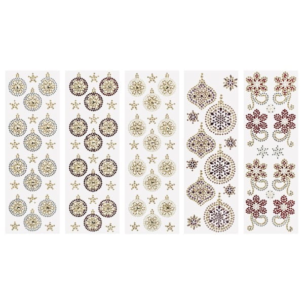 Strass-Ornamente, Weihnachtsschmuck, mehrfarbig, teilweise mit Veredelung, 5 Bogen