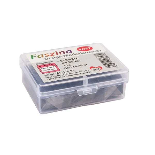 Faszina Soft, Design-Modelliermasse, schwarz mit Glitzer, 55g, leicht formbar, ofenhärtend