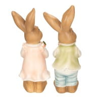 Deko-Figuren, Hasenpaar mit Möhren & Ostereiern 1, Mädchen: 21,4cm hoch, Junge: 22,3cm hoch, 2 Stück