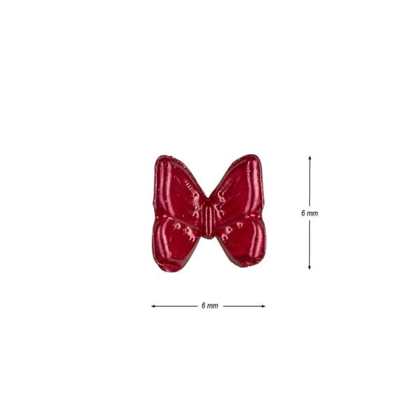 Miniatur-Schmuckstein-Schmetterlinge, perlmutt, 0,6cm x 0,6cm x 0,3cm, rot, 100 Stück