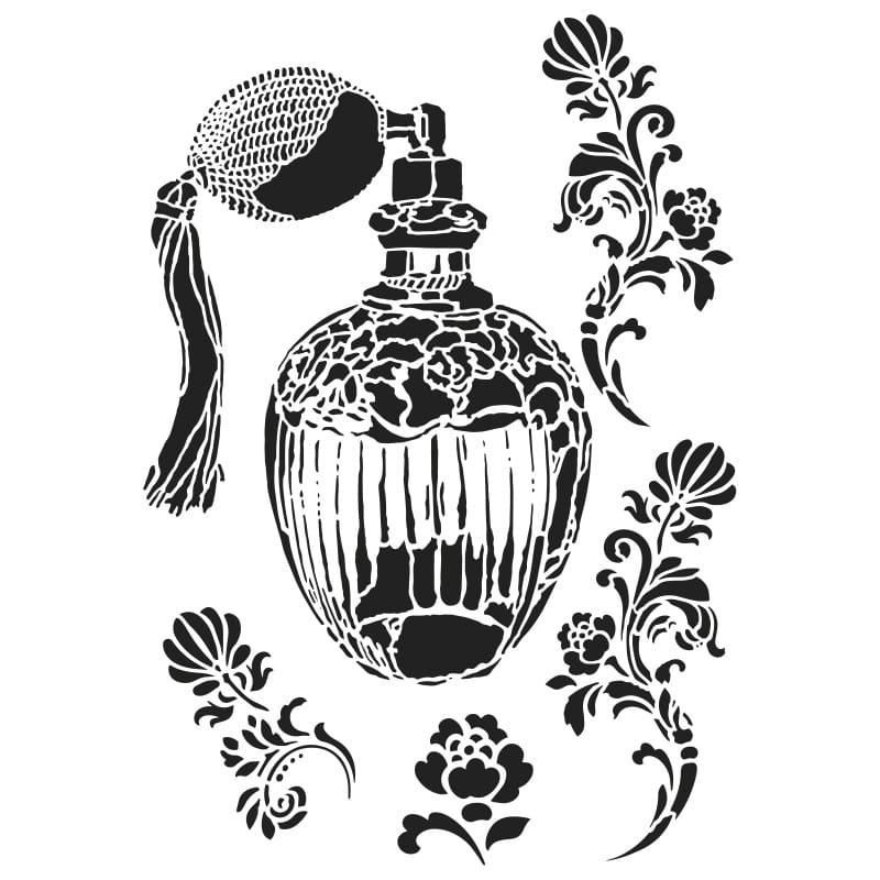 Laser-Kunststoff-Schablone, DIN A4, Parfum-Flakon | Textil-Schablonen | Textilgestaltung | Bastelbedarf