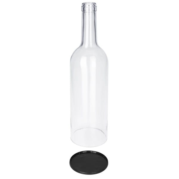 Glasflasche mit abnehmbarem Boden, 27,5cm hoch, Ø7,5cm, schwarzer Boden | Gläser & mehr | Zauberfolien & Zubehör | Bastelbedarf