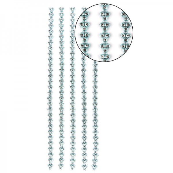 Premium-Schmuck-Bordüren "Strass-Trio", selbstklebend, 29cm, mit Glas-Kristallen, mint