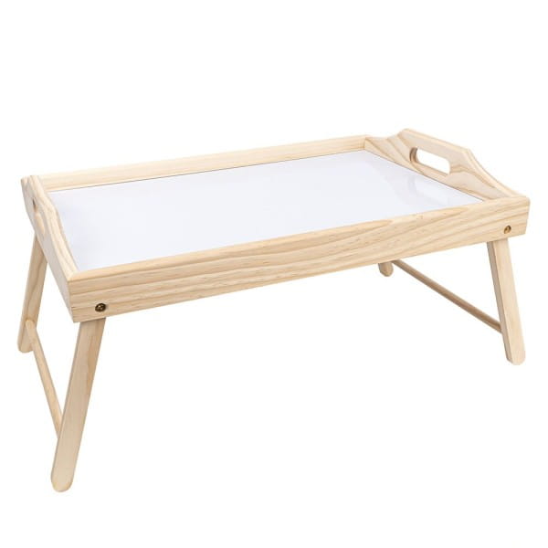 Tablett aus Holz, mit Klappbeinen & Tragegriff, 45cm x 4,2cm x 31cm, mit Arbeitsfläche | Holzrahmen & Tabletts | Holz | Bastelbedarf