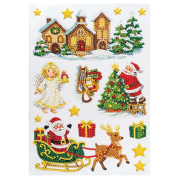 Diamond-Painting-Sticker, Winter/Weihnachten 3, DIN A4, 4 Bogen