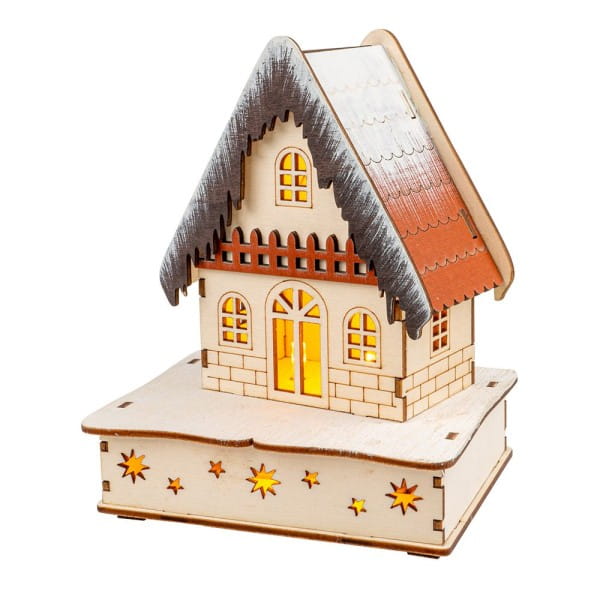 LED-Haus, Design 1, 12cm x 10,3cm x 15,3cm, warmweiß mit Timer | Leucht-Deko | LED & Leucht-Deko | Deko- & Geschenkartikel